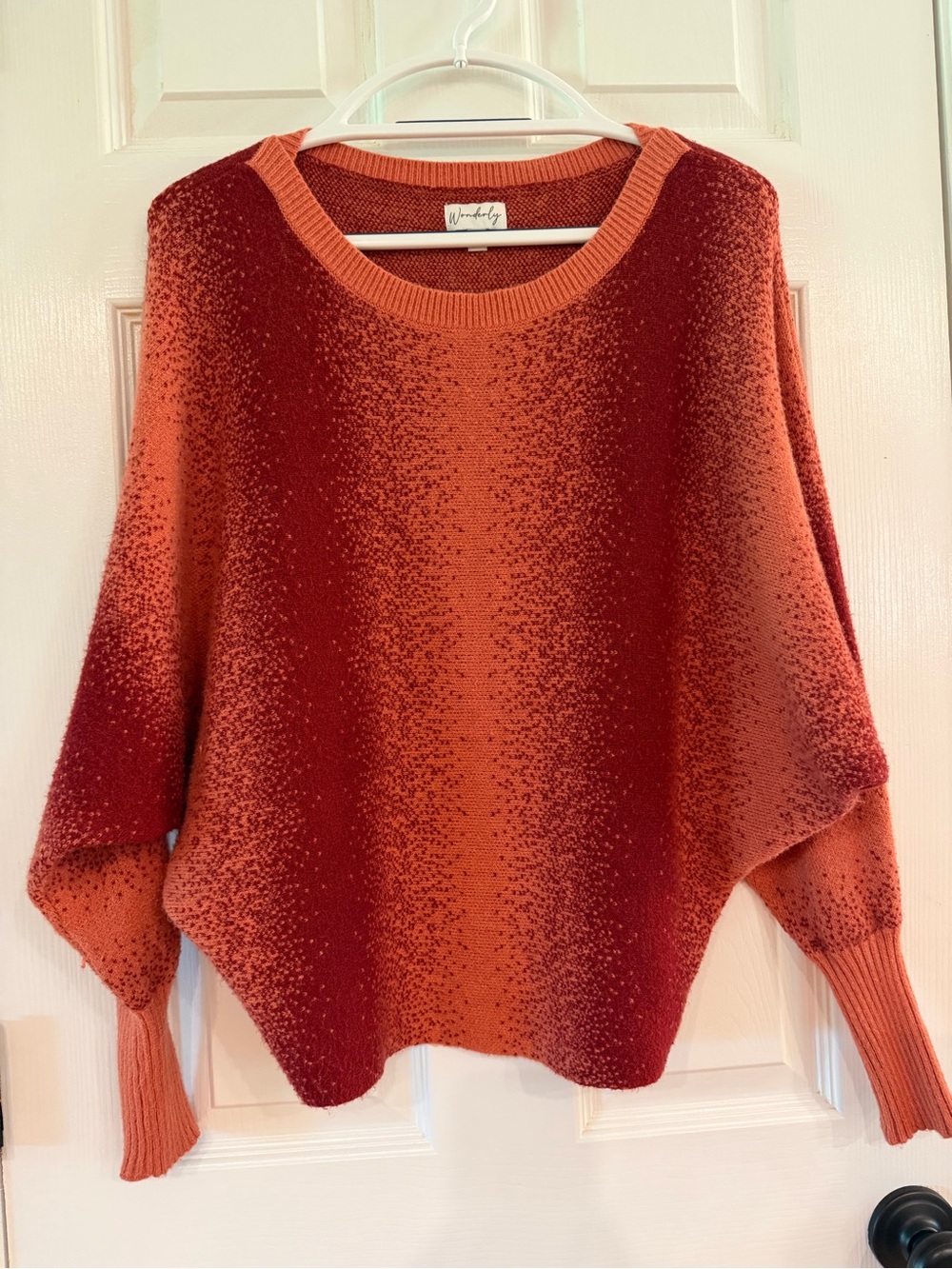 Wonderly Ombre Rust-to-Coral Crewneck Sweater